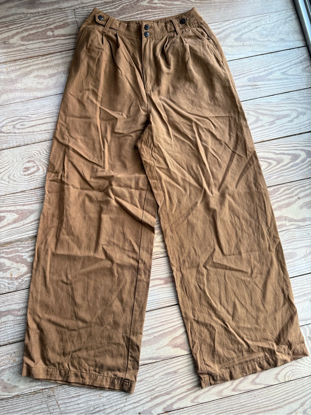 Madewell Brown Wide-Leg Pleated Pants Size 6